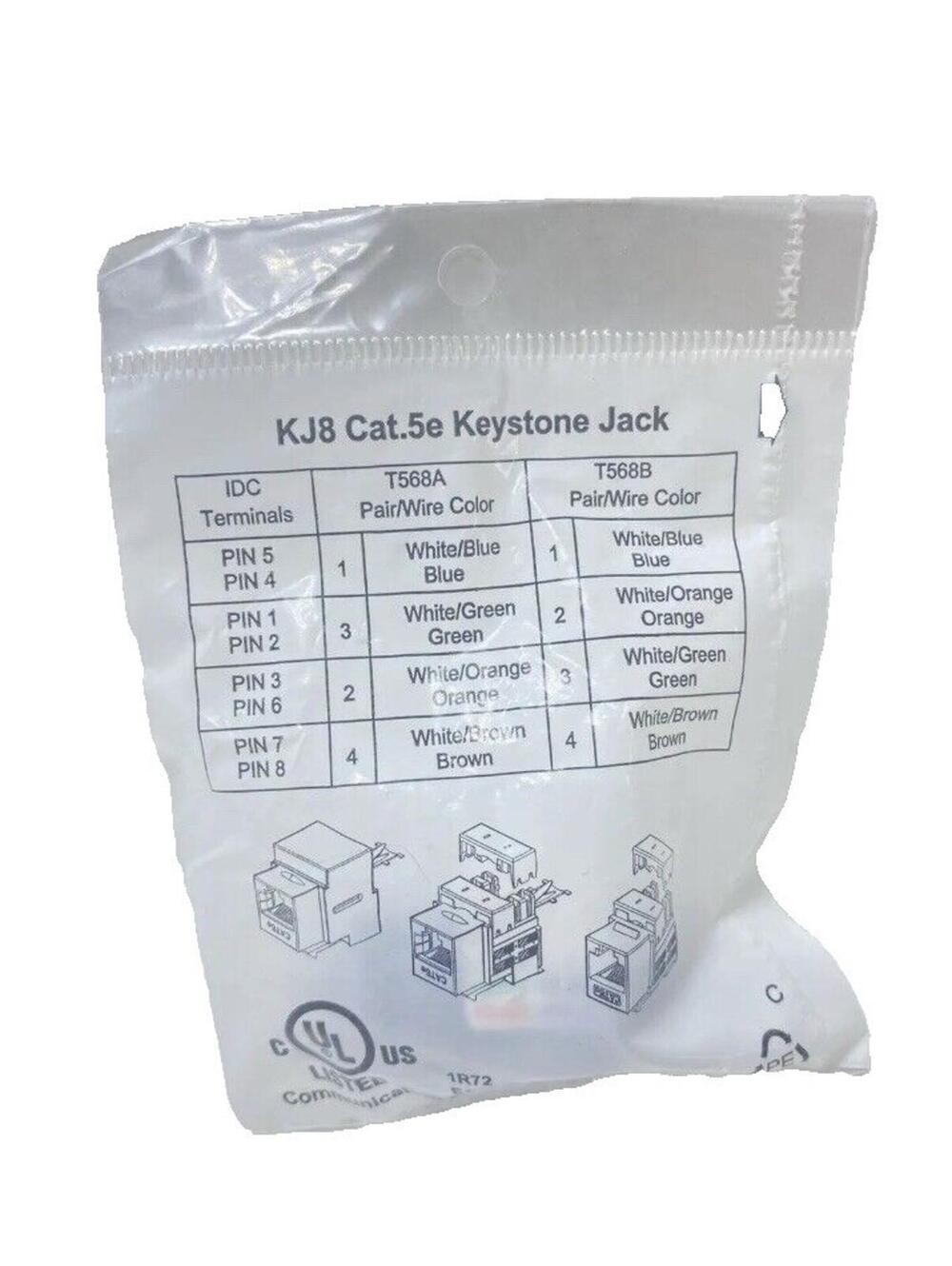 4pcs KJ8 Cat5 Keystone Jack Black Network Connector Pack